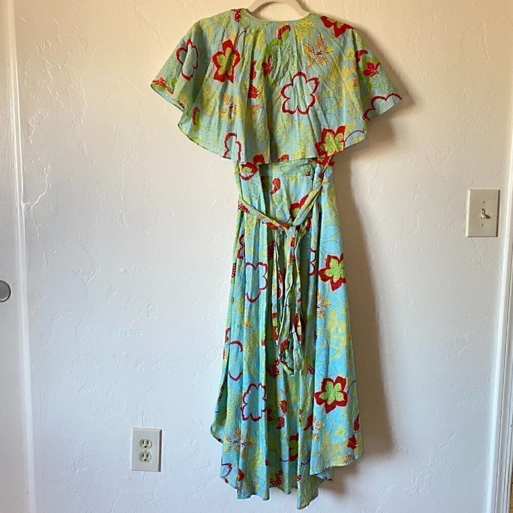ModCloth Lift Your Wings Wrap Dress Sea Blue Floral - Picture 8 of 12